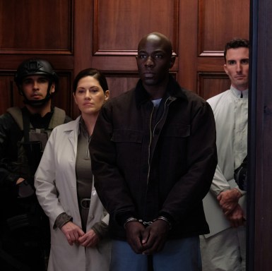 Carter in the elevator at Project Noah, abot to be taken down to the experimental floors.