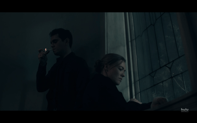 Handmaid's Tale S3Ep1 Nick & Serena Share Cigarette