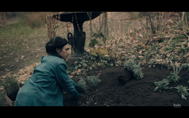 Handmaid's Tale S3Ep2 Eleanor in Grave Garden