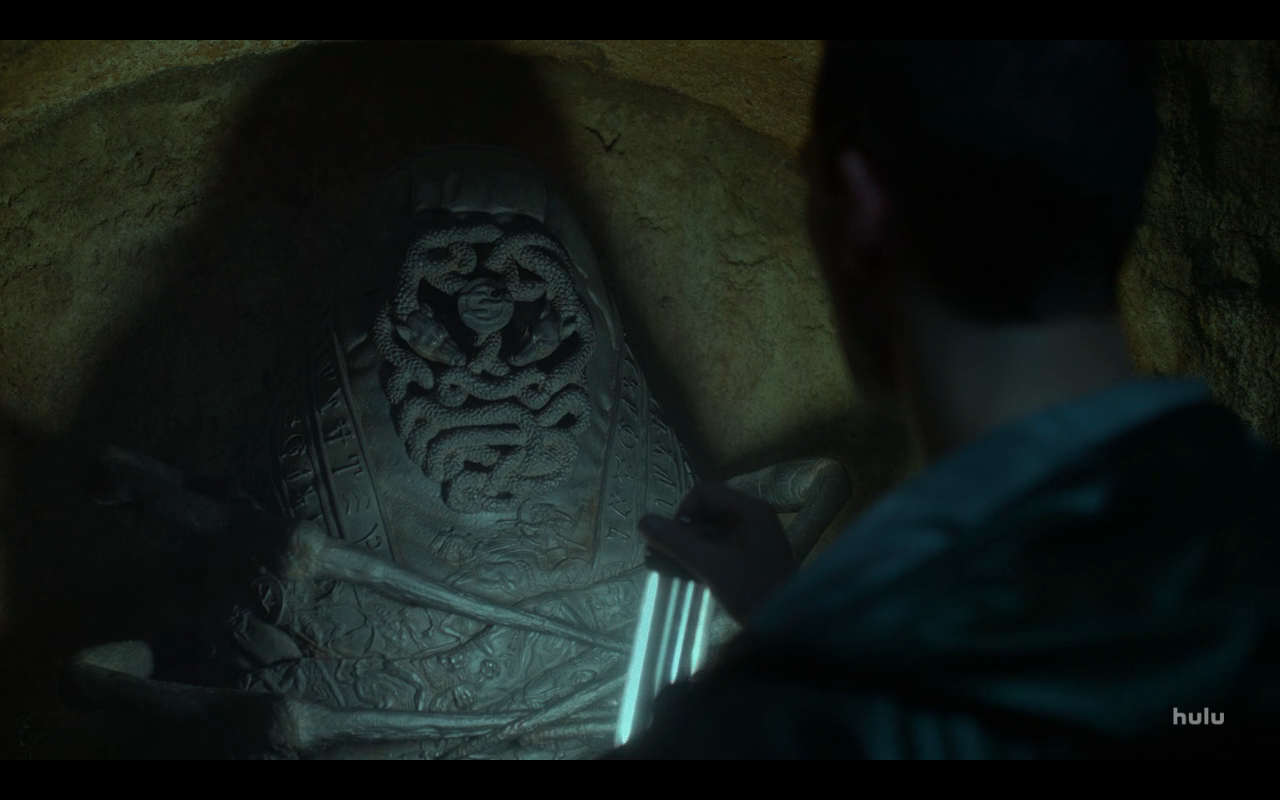 Hellstrom S1Ep1 Sarcophagus in Tomb