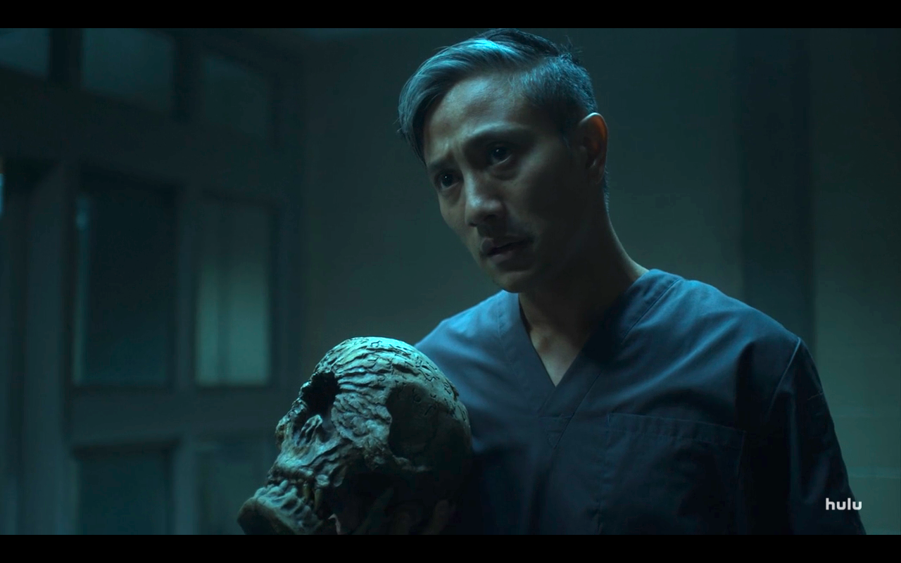 Helstrom S1Ep5 Chris in Hall with Skull