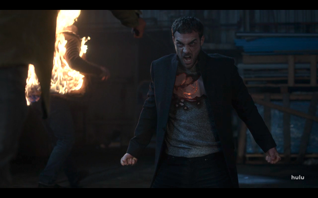 Helstrom S1Ep7 Daimon Sets Goons on Fire and Murders a Sweater