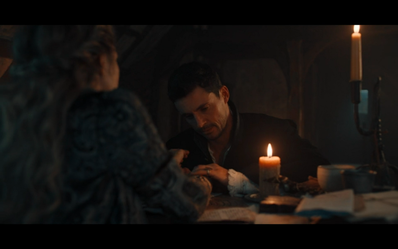 Disc of Witches S2Ep1 Matt Holds Diana's Hand