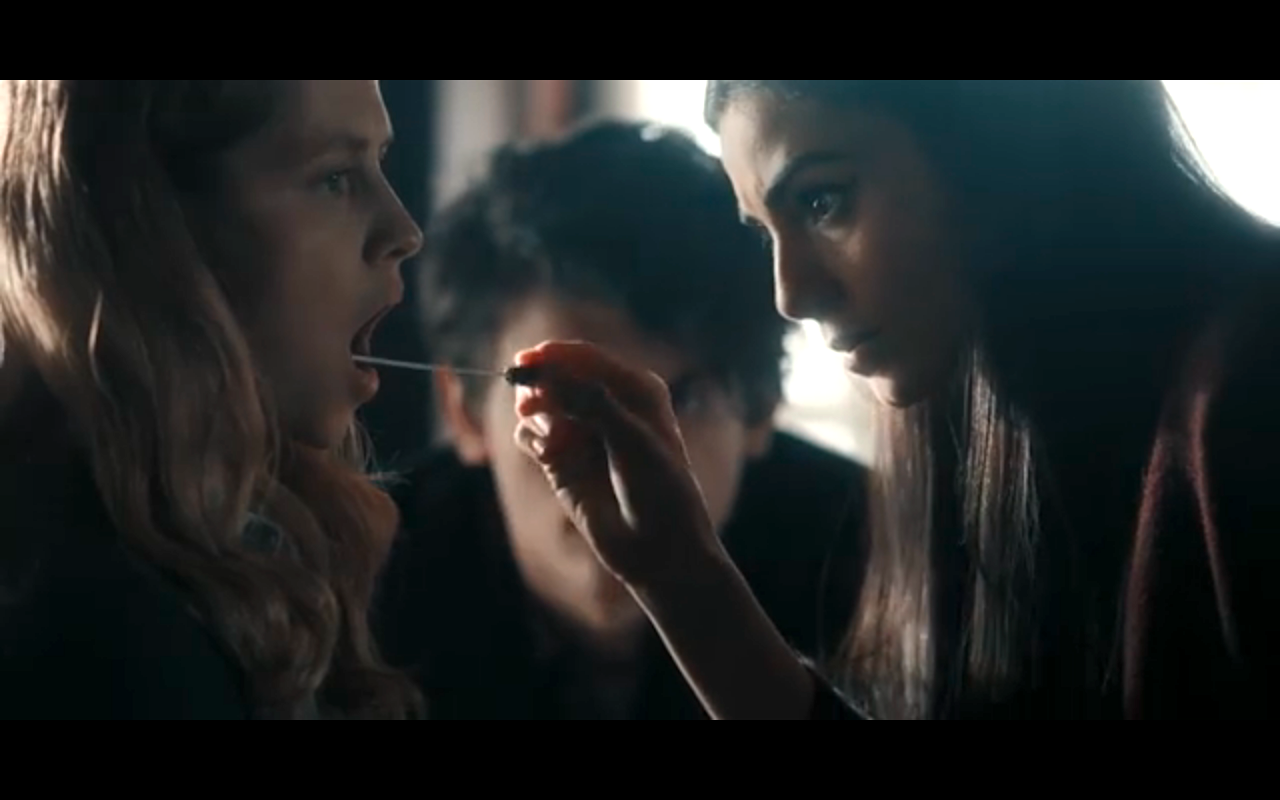 Discovery of Witches S1Ep8 Miriam Takes Diana's DNA Sample