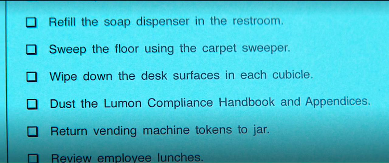 Severance S1Ep2 Mark's AM Instructions1