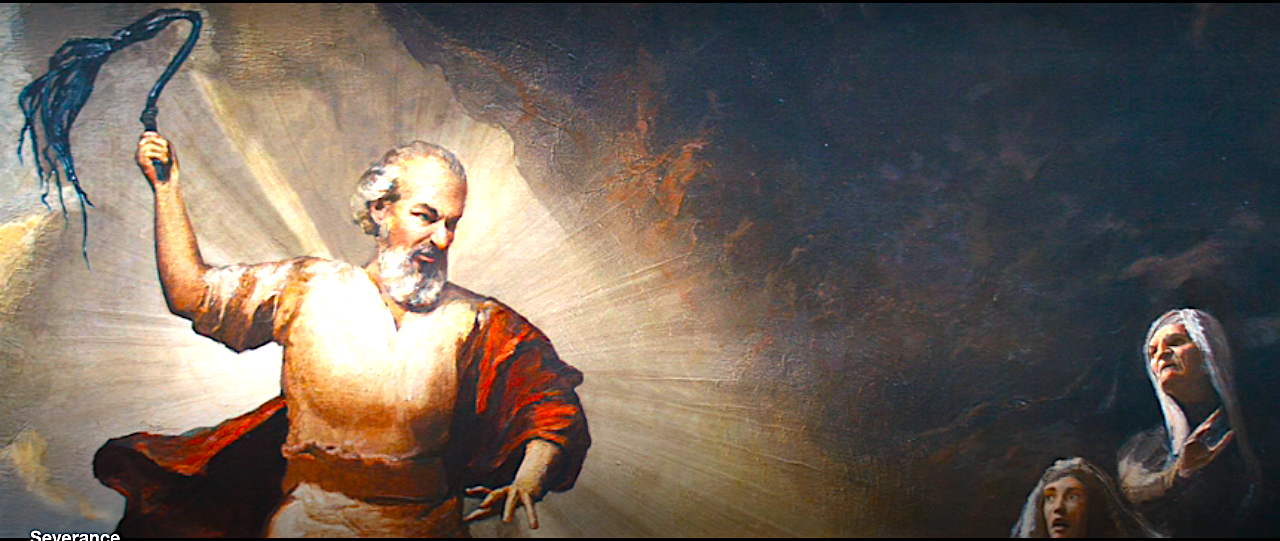 Severance S1Ep2 Saint Kier with Cat O' Nine Tails from Painting, Brightened