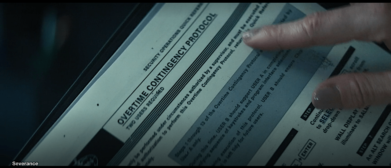 Severance S1Ep7 Overtime Contingency Protocol